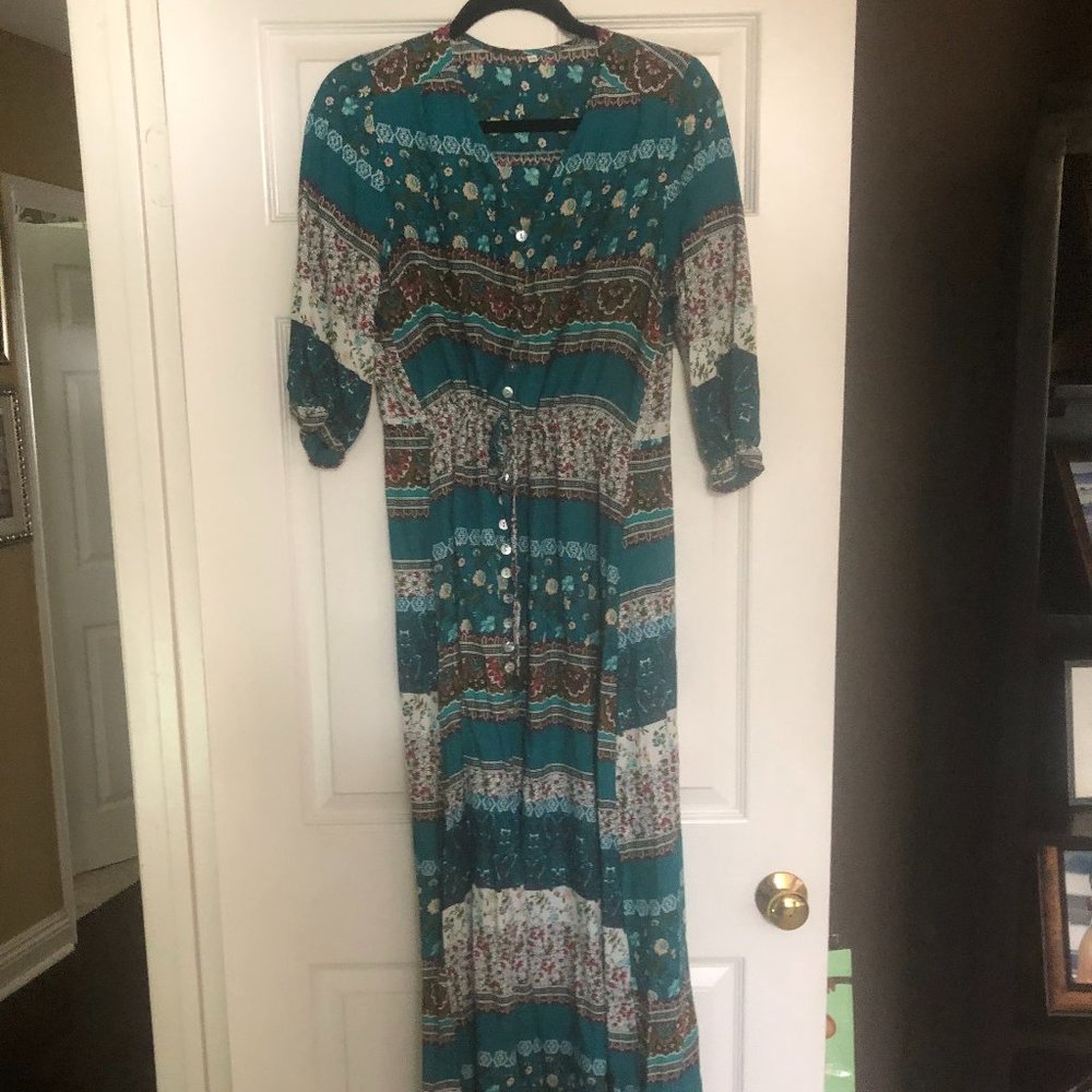 Turquoise Print Dress